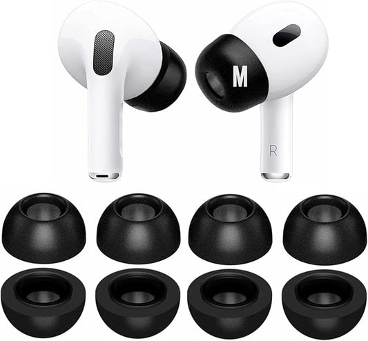 Foam Tips Compatible with AirPods Pro 3,Noise Cancellation, M Size Memory Foam Earbuds Covers Eartips Ear Cap 4 Pairs for AirPod Pro3 (2025 3rd Gen), Black Medium p3fb4pm
