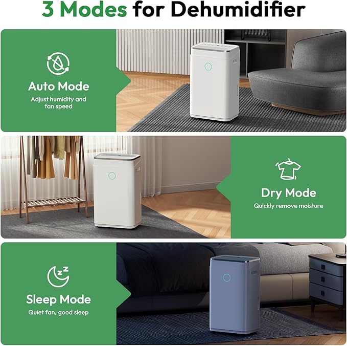 HUMILABS Dehumidifier for Basement with Drain Hose 4500 Sq. Ft - 50 Pint 1.7 gal Tank Dehumidifier for Home Bedroom Bathroom,Ultra Quiet 40 dB,Sleep Mode & 24H Timer,Child Lock,Ideal for Large Room