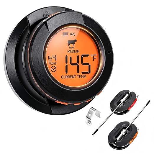 Bluetooth Smart Grill Gauge Thermometer with 2 Hub Meat Probes for Kamado Joe Grills Weber Smoker Offset Replacement Accessories,Universal Version Digital Grill Thermometer Real Time Monitoring