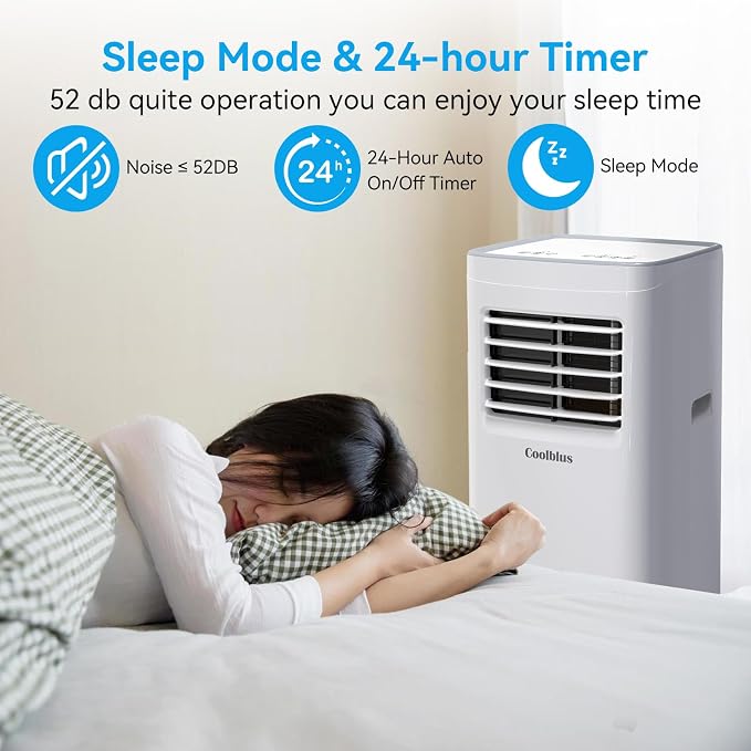 Coolblus 10000 BTU Portable Air Conditioners Cool Up to 450 Sq.Ft, 3-IN-1 Portable AC Unit with Remote Control/LED Display/Installation Kits & Screwdriver/24Hrs Timer for Home/Office, White-10000BTU
