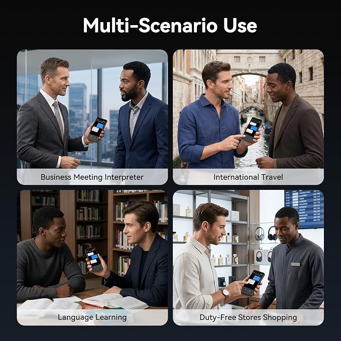 W12 Language Translator Device, 2026 Upgraded AI Translator No WiFi Needed, Support ChatGPT, 140+ Languages Instant Two-Way Translator, Offline/Photo Translation for Business Travel