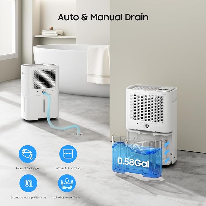 5500 Sq.Ft Dehumidifier for Basement with Drain Hose, ANDTE 80 Pints Smart Compressor Dehumidifiers for Home Large Room, Bathroom, Intelligent Humidity Control, Touch Control Panel, Auto Defrost