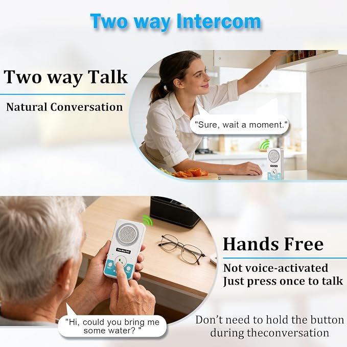Intercoms Wireless for Home, 2 Way Audio Hands-Free Long Range Wireless Intercom System, 4 Ringtones 8 Volume Levels, Up to 10 Days Standby Intercom Syetem for House, Office, Classroom, White