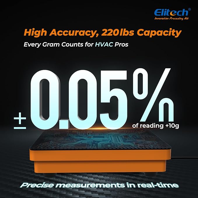 Elitech LMC-100A+ 220Lbs Refrigerant Scale Electronic Freon Charging Recovery Weight Scale for HVAC with Case