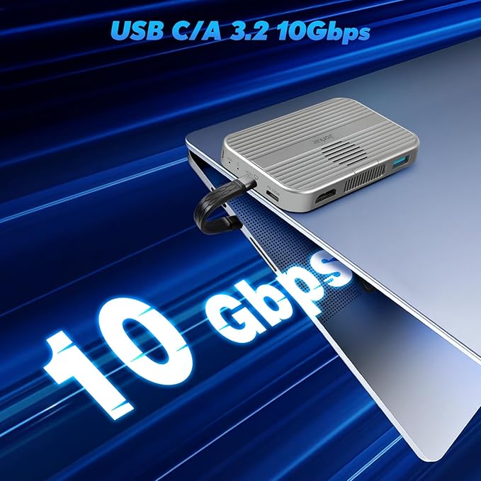 10gbps Magnetic Docking Station, USB C Hub with NVMe M.2 SSD Enclosure for iPhone 17/16/15 Pro/Pro Max/Plus with Cooling Fan, Support SSD Size 2230/2242/2260/2280 B+M M-Key