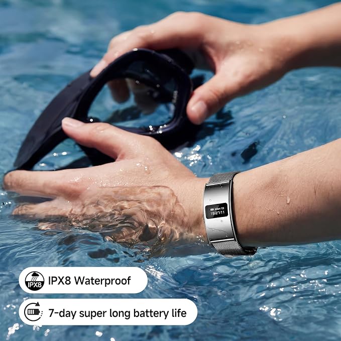 Smart Bracelet, Subscription-Free 24/7 Health Tracking, Heart Rate, SpO2, HRV & Sleep Tracker with IPX8 Waterproof, Wearable Activity & Fitness Tracker, 7-Day Battery, 2 Bands