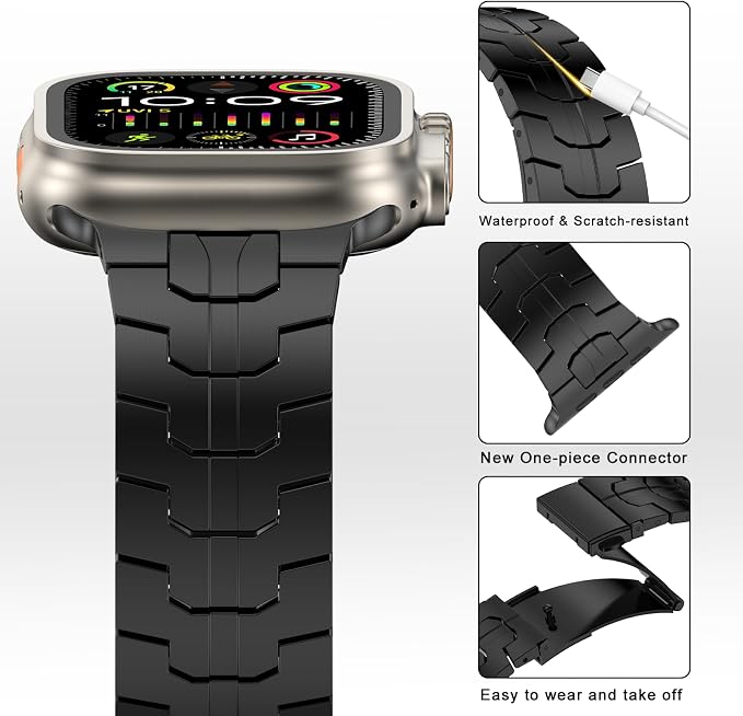 MioHHR Stainless Steel Band Compatible with Apple Watch Band 49mm 46mm 45mm 44mm 42mm(Series 3/2/1), Adjustable Metal Band for Men iWatch Series 10 9 8 7 6 5 4 3 2 1 SE SE2 SE3 Ultra3/2/1, Black