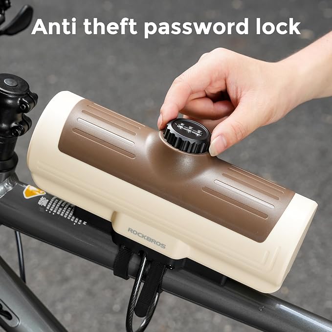 ROCKBROS Secure Bike/Scooter Frame Bag Password Storage Box Plastic Hard Shell Key Anti-Theft Steel Cable/Screws Installation Firm Fixed Equipment, Universal for Gravel MTB Road Racing Cycling