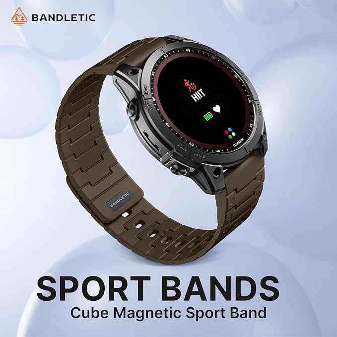 Bandletic Magnetic Silicone Watchband Compatible with Garmin 22mm Quick fit Band - Breathable Soft for Fenix 8 E 47mm/7 6 Pro/5 Plus/Instinct E 45mm /Forerunner 965/955/Approach S70/S62/S60/Epix Pro2