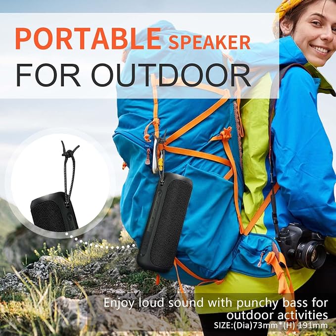 Wireless Portable Speaker,IPX7 Waterproof Bluetooth Speaker, 25W Loud Stereo Sound, Bassboom Technology, TWS Pairing, Built-in Mic, 16H Playtime with Lights for Home Outdoor - Black | 25W Stereo Sound, Bassboom Technology, TWS Pairing, Built-in Mic, 16...