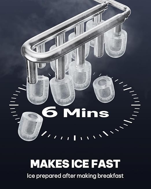 Silonn Ice Maker Countertop, Portable Ice Machine with Carry Handle, Self-Cleaning Ice Makers with Basket and Scoop, 9 Cubes in 6 Mins, 26 lbs per Day, Ideal for Home, Kitchen, Camping, RV