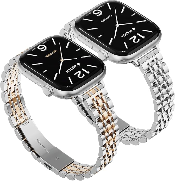 Slim Metal Band Compatible with Apple Watch Bands for Women, Series 11/10/9/8/7/6/5/4/3/2/1/SE, 46/42mm (S11/10), 45/44/42mm, 41/40/38mm Stainless Steel Bracelet