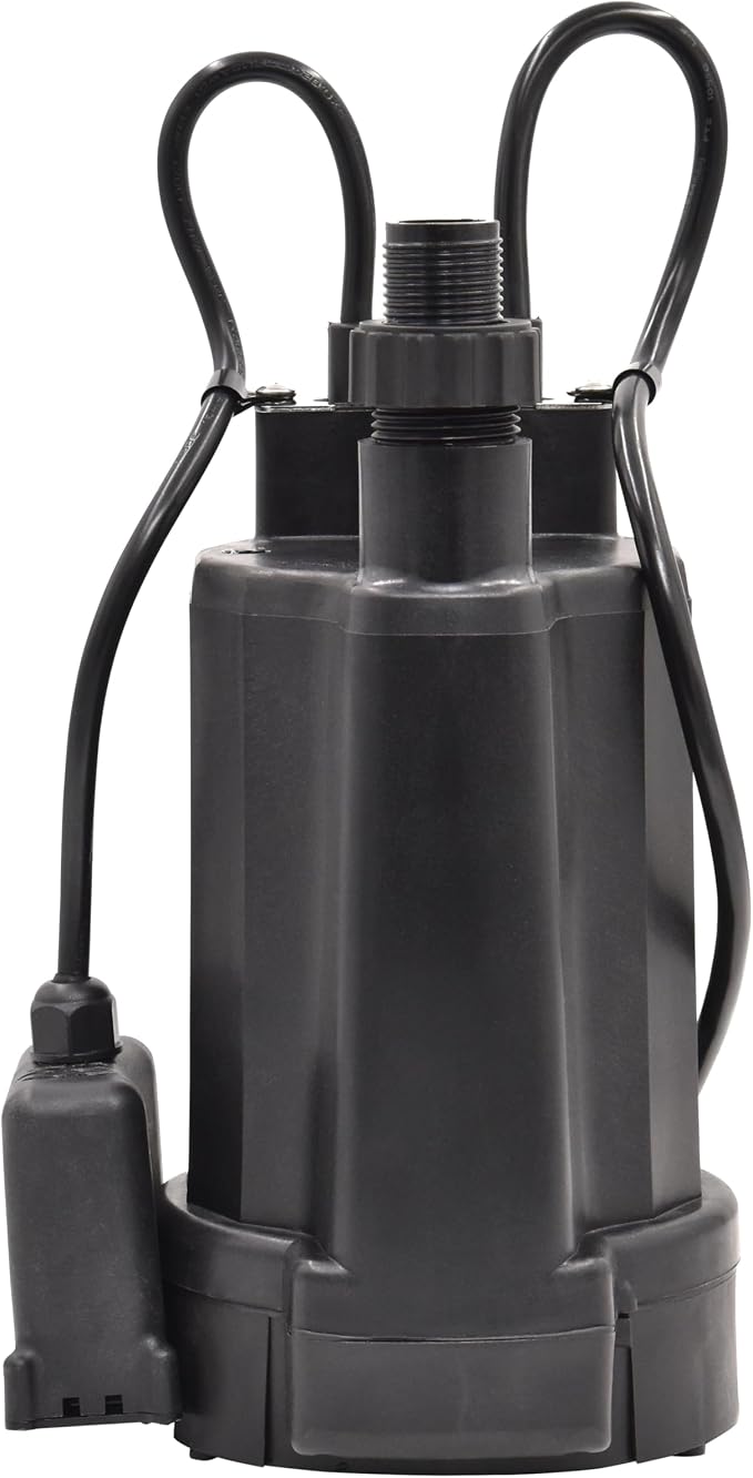 Superior Pump 91246 1800GPH Thermoplastic Automatic Utility Pump, 1/4 HP