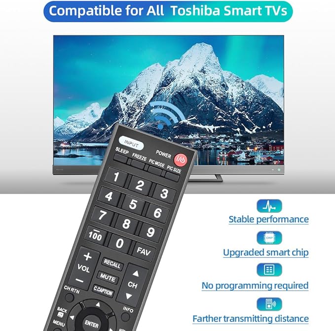 Gvirtue Universal Remote Control Compatible Replacement for Toshiba TV/ HDTV/ LCD/ LED, CT-90325 CT-90326 CT-90329 CT-8037 CT-90302 CT-90275 CT-90 CT-90366