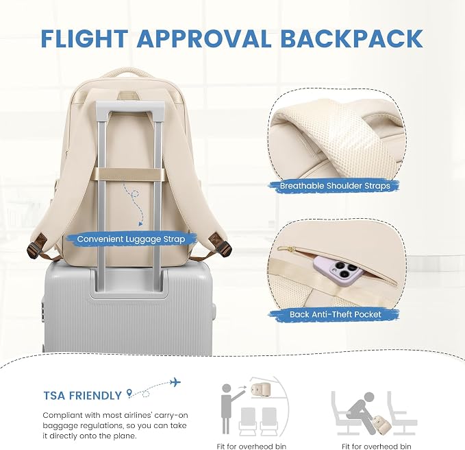 GOLF SUPAGS Lunch Backpack 16 Inch Laptop Backpack with Insulated Cooler Lunch Box Food Bag for College Work Camping Picnics (Apricot)