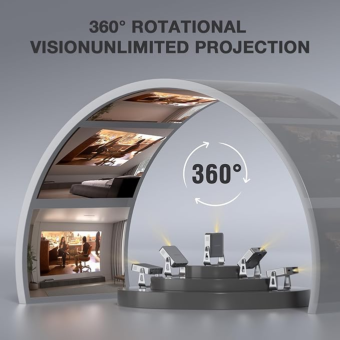 【Officially-Licensed APP & 2000ANSI】 Smart Mini Projector with WiFi and Bluetooth, VISSPL Native 1080P Auto Focus & Keystone Portable Outdoor Projector, 4K Support Home Movie Projector Metal
