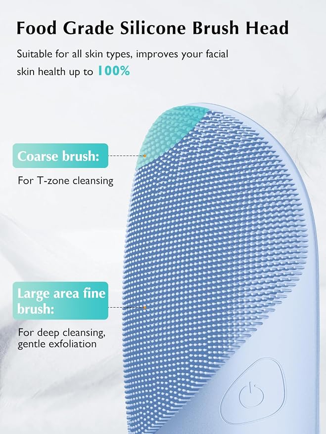 COSLUS 7in1 Facial Cleansing Brush + Silicone Face Scrubber, 4 Cleansing Modes, Moisturizing