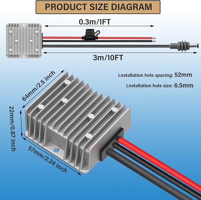 Starlink Mini 12V/24V to 30V Step Up Power Cable, 3.5A DC Converter Adapter for RV, Car & Camping, 9V-28V Input IP68 Waterproof Off-Grid Power Supply Cord(3Ft)