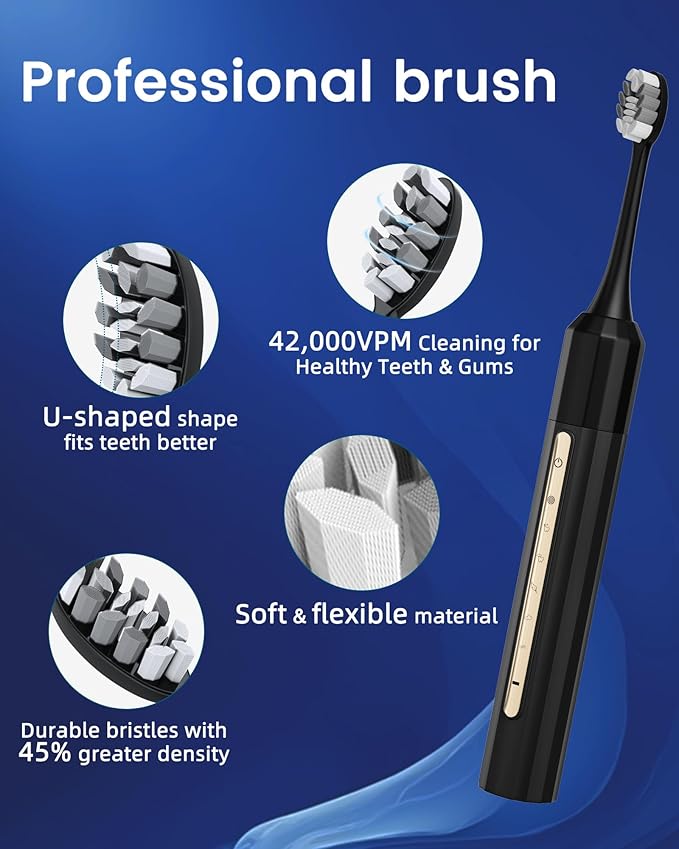 Water Flosser and Electric Toothbrush Combo,2-1 Oral Clean Kit, 5-Speed Sonic Electric Toothbrush & 4-Speed Portable Water Flosser to Clean Teeth and Protect Gum Health, IPX7 (Blue-Set)