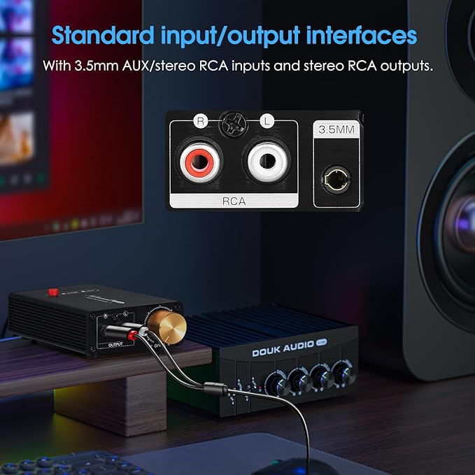 Douk Audio L1-MiINI Stereo Line Level Booster Amplifier Audio Preamp 20dB Gain + Volume Control