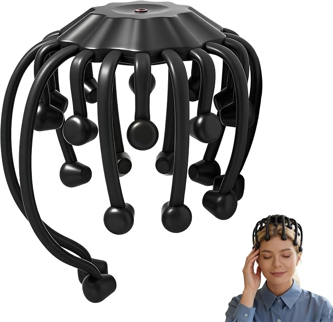THOUSAND SUNNY Electric Octopus Head Massager for Scalp, 360 Scalp Stress Relax Massage Tool Hands Free with 20 Massage Nodes