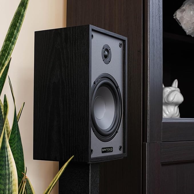 Dayton Audio Classic B65 Bookshelf Speakers, 6.5" Woofer & 1" Tweeter, Passive 2-Way Design, 60W RMS, for Music, TV & Home Audio Systems – Black