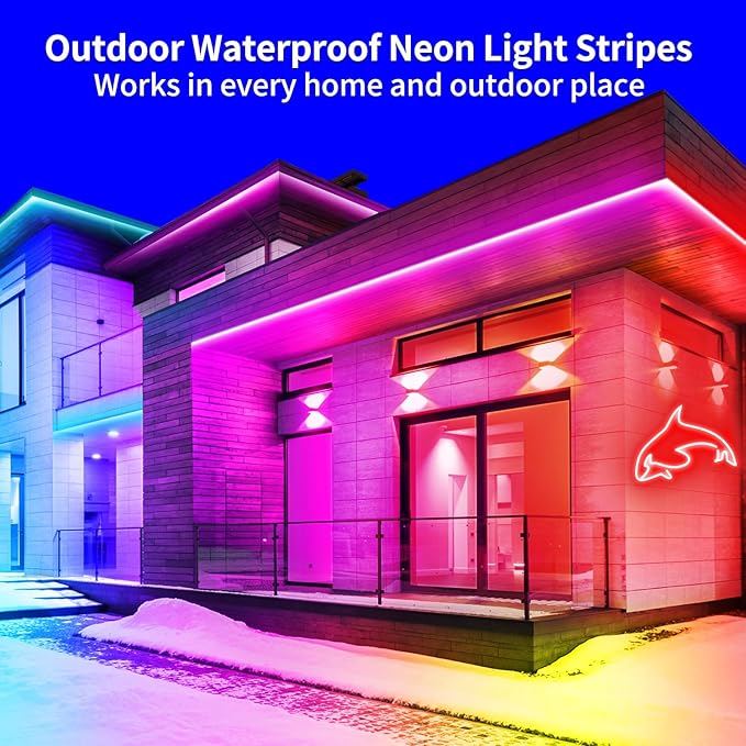segrass 32.8FT Led Neon Rope Lights Control with App/Remote,Flexible Led Rope Lights,Multiple Modes,IP65 Outdoor RGB Neon Lights Waterproof,Music Sync Gaming Led Neon Strip Lights for Bedroom Décor