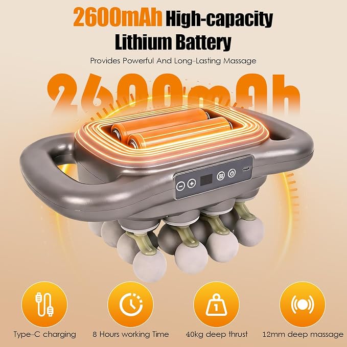 2026 16 Head Massage Gun Deep Tissue – Multi Head Massage Gun, 2600mAh Electric Percussion Massager with 9 Modes & Levels, Portable Massager for Legs, Waist, Back, Neck & Muscles