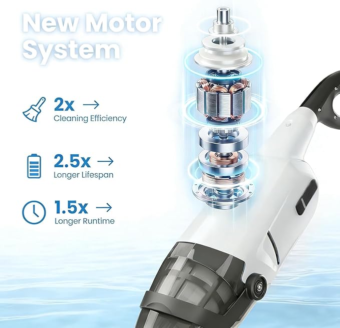 Handheld Pool Vacuum Cleaner, Updated Cordless Pool Cleaner with Powerful Suction, 15 GPM, Great for Dirt Sand Debris for Hot Tub Spa Floor Pool (Gray)