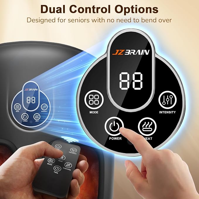 Foot Massager with Heat & Compression for Neuropathy and Tired Feet | Removable liners for easy cleaning, Thoughtful Gift for Family, Friends & Loved Ones
