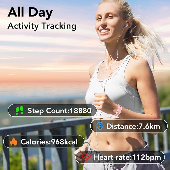 Health Activity Fitness Trackers for Women, 2026 Wearable Smart Bracelet, 120+ Sport Modes Smart Band, All-Day Continuous Heart Rate Blood Pressure Stress HRV Monitor, 24H Sleep Tracker with Free App