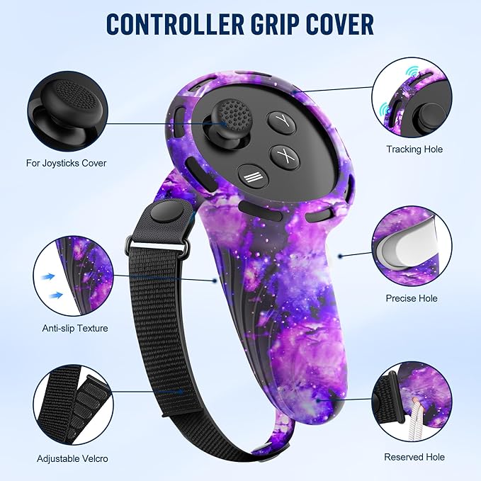 Silicone Cover Set Compatible with Meta/Oculus Quest 3s Accessories, Silicone Face Cover, Controller Grip Cover, Camera Lens Protector, VR Shell Cover, Protective Lens Cover, Not Fit Quest 3