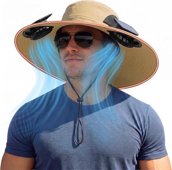 Solar Fan Hat with Steel Brim for Men Women UPF 50+ Garden Outdoor Fishing Beach Essential