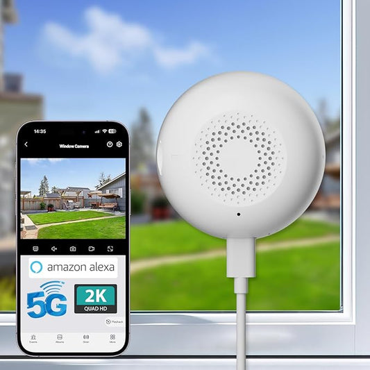 2K Window Camera, 5G & 2.4GHz WiFi Indoor Dome Camera for Home Security with Full Color Night Vision, Human/Motion Detection, Real-Time Alerts, 2-Way Audio, Alexa, 24/7 Recording, Easy Install