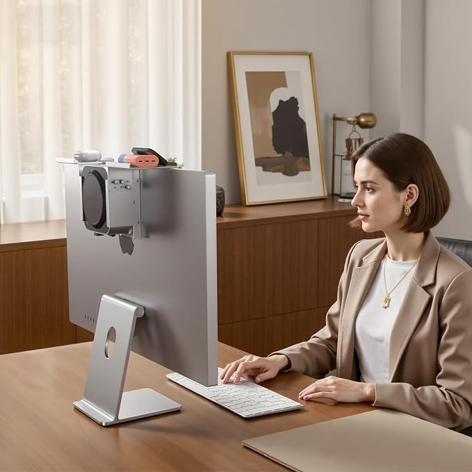 Mac mini M4 Dock & Stand with M.2 NVMe 8TB SSD Enclosure, Macmini M4 Hub with HDMI 4K 60Hz, 3 USB-A 10Gbps for Mac mini M4/M4 Pro 2024, Metal Bracket Holder for Monitor, Desk and VESA Port