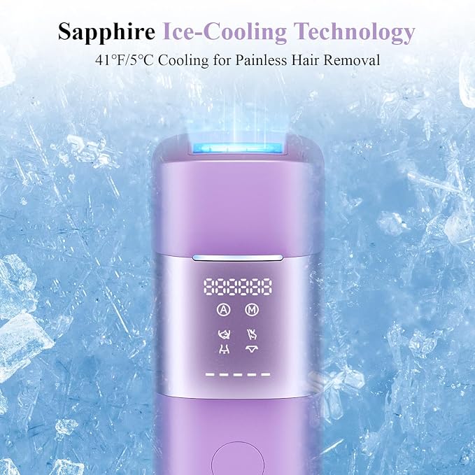 Xsoul IPL Laser Hair Removal with Cooling, Painless Hair Removal Device for Women & Men, At-Home Permanent Hair Removal, Ideal for Armpits, Legs, Face & Bikini, Purple