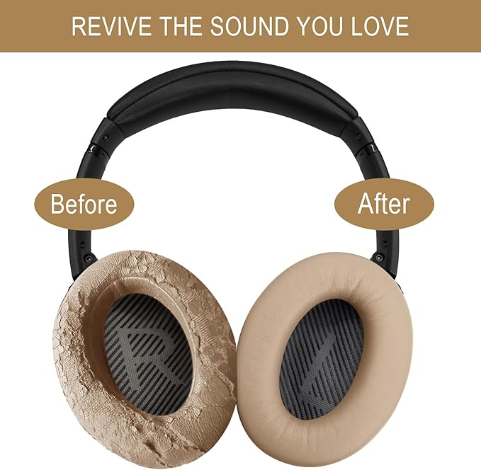 Premium Replacement Ear Pads for Bose QC35 & QC35ii Headphones Made by GEVO - Comfortable Adaptive Memory Foam and Extra Durable - Fits QuietComfort 35 & 35ii / SoundLink 1&2 AE | Beige