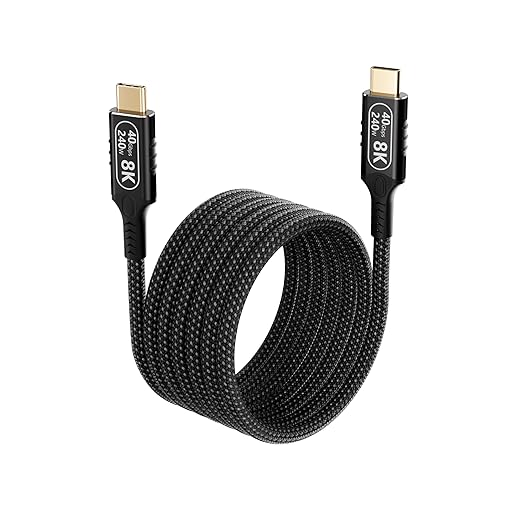 long usb c to usb c cable 6.6ft/2M Compatible With Thunderbolt 4,usb4 cable 40gbps data,type c 240W fast charging,Single 8K/Dual 4K HD Video,usbc male to male for Monitor,Nylon Braided Thunderbolt 3.