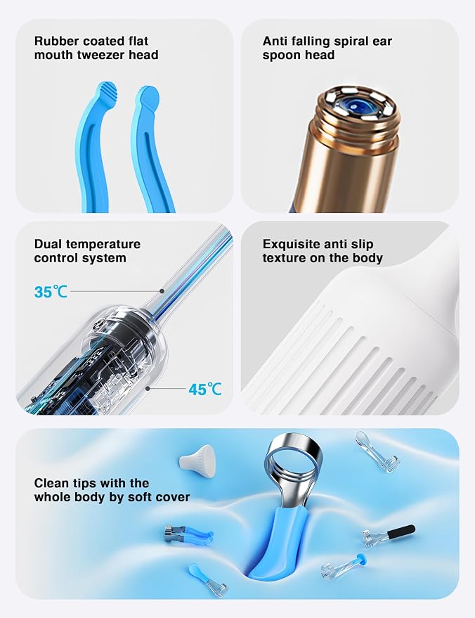 BEBIRD Earsight Plus Ear Wax Removal Tool Camera with HD Visual Otoscope, Smart WiFi Earwax Cleaner Kit, Safe Silicone Flexible Scoops & Tweezers Tools for Adults & Kids (White)