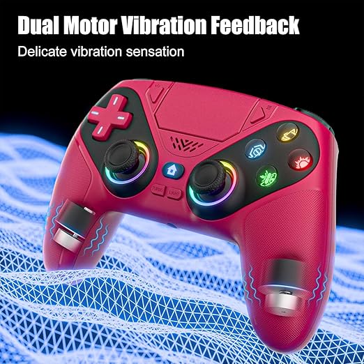 Nonbliep LED for PS5 Controller, for PS5 Slim/Pro/PC, Wireless Controller with 9 Colors RGB Light/Dual Vibration/Turbo/3.5mm Audio Jack/Speaker/Programmable for Playstation 5 Controller