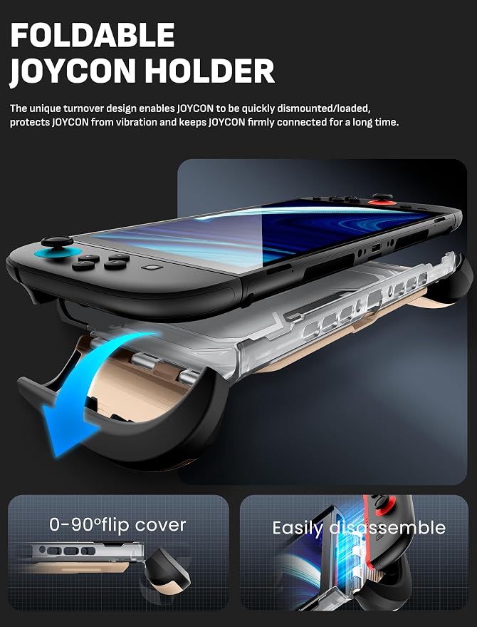 Mumba Dockable for Nintendo Switch 2 Case with Flip Stand, [Titan] Ergonomic Switch 2 Grip Protective Cover Holds 5 Game Cards & 2 TF Cards TPU Accessories and Quick-Release Joy-Con Design (Desert)