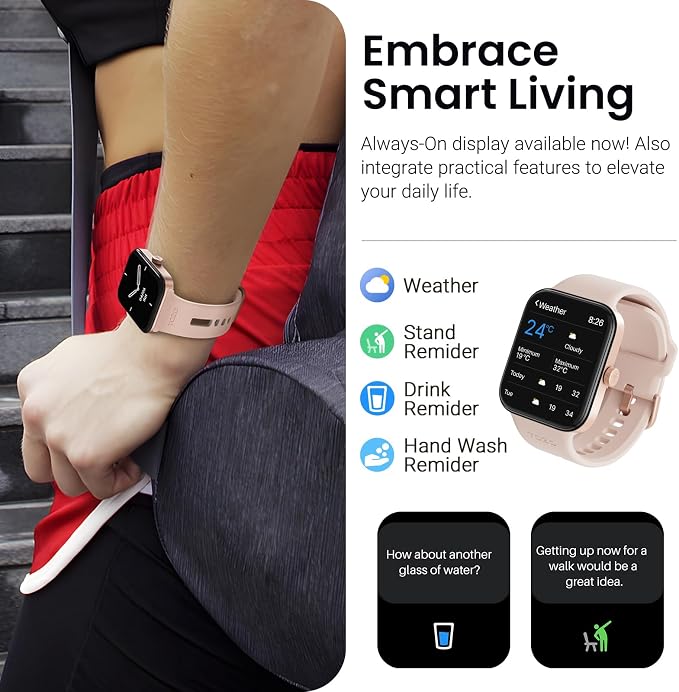 TOZO AMOLED S4 AcuFit One Smart Watch 1.78" Ultra-Clear Screen for Men Women, Call/Answer Fitness Tracker, Sleep Monitor IP68 Waterproof for iOS 11.0+ Android 9.0+ Rose Gold