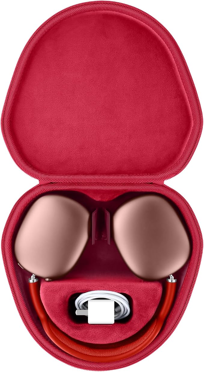 co2CREA Hard Case with Sleep Mode Replacement for Apple AirPods Max 2 / AirPods Max Wireless Over-Ear Headphones (Red Case)
