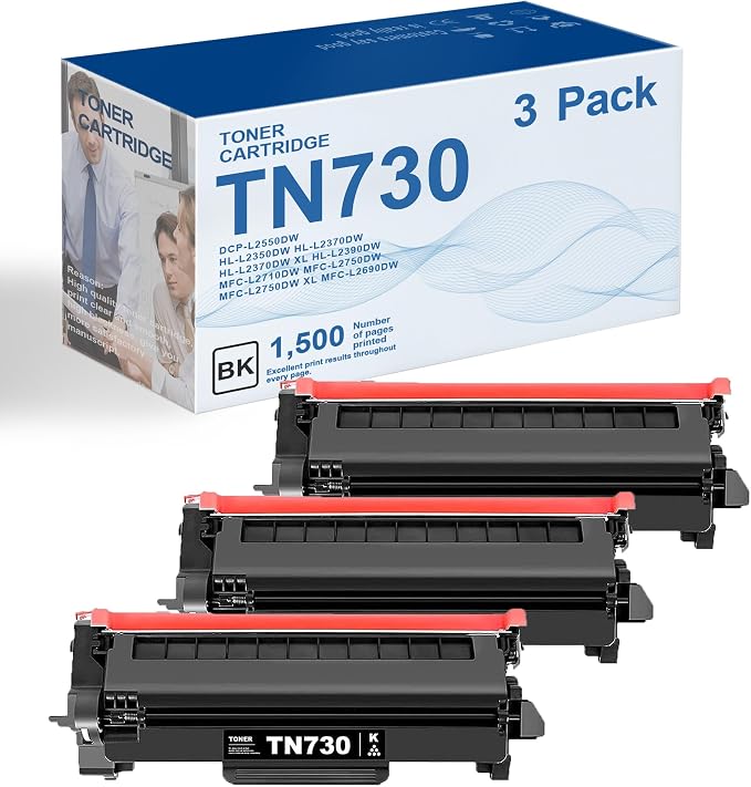 TN730 TN-730 Toner Cartridge Replacement for Brother TN730 Toner Cartridge Black for MFC-L2710DW MFC-L2750DW HL-L2350DW HL-L2370DW HL-L2390DW HL-L2395DW DCP-L2550DW Printer 3 Pack