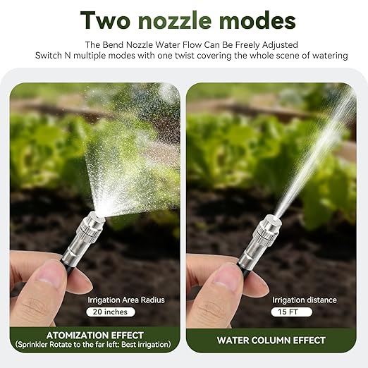 100Ft 1/2" Tubing High-Flow Drip Irrigation System, 360° Adjustable Garden Watering System with 60 Nozzles, Dual-Side Watering Kit for Raised Beds, Greenhouses & Efficient Plant Irrigation