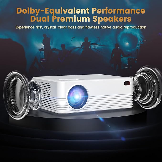 Projector with WiFi and Bluetooth, Native Full HD 1080P Bluetooth Mini Projector,8K Support,Video Projector for Home Theater, Compatible with Smartphone, HDMI, USB, AV, Fire Stick, PS5