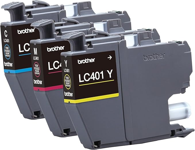 Brother Genuine LC401 Standard Yield 3-Pack Ink Cartridges â€“ Includes 1 Cartridge Each of Cyan, Magenta and Yellow , 3 Count (Pack of 1)