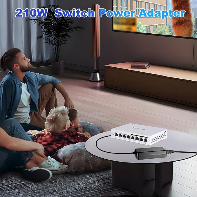 54v Power Adapter 210w/210w at 54v dc Compatible with Ubiquiti Ultra (USW-Ultra-210W), USW-Pro-Max-16-PoE (180W) Pro Max 16 PoE, and Flex 2.5G PoE (USW-Flex-2.5G-8-PoE) Models