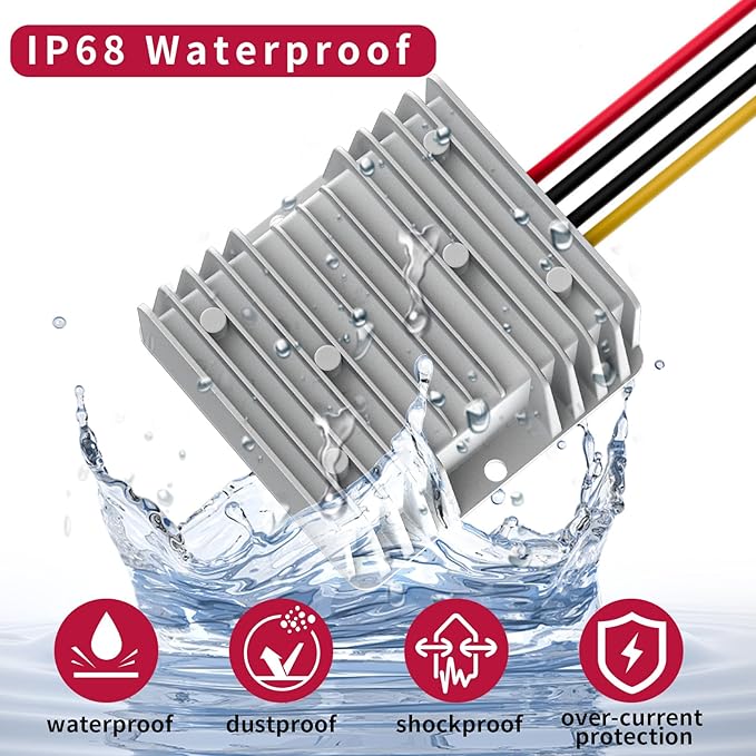 SUPERNIGHT DC 12V Step Up to 24V 10A 240W DC Boost Converter with Fuse Waterproof Voltage Regulator Module Transformer for Golf Cart Club Car LED Strip Light