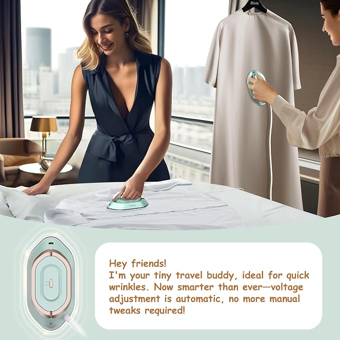 Newbealer Travel Iron bundle with Affordable Steamer for Clothes, Dry Iron and Powerful Steamer, Portable for Travel and Home Use